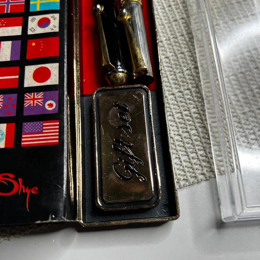 Vintage Shye AI-004 Pen Gift Set WWI of America Black Silver Gold Tone Made